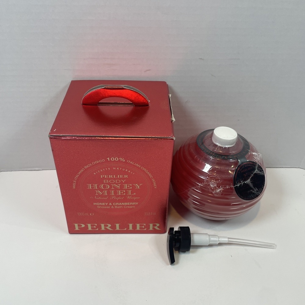 Perlier Shower & Bath Cream 33.8oz Red Honey & Cranberry Miel Gift Box Pump